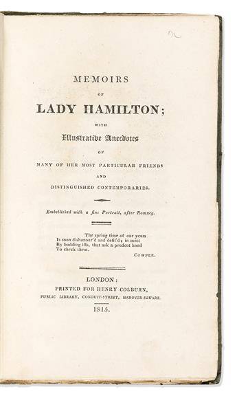Sichel, Walter (1855-1933) Emma Lady Hamilton from New and Original Sources and Documents, in a Cosway-style Binding.